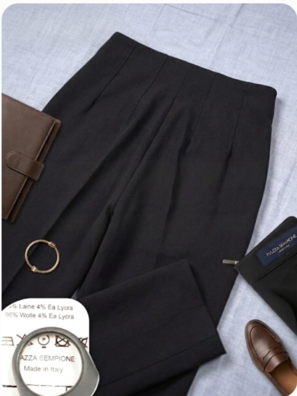 Piazza Sempione Black Stretch Wool Pants Trousers IT42 US6